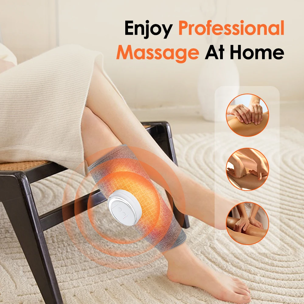 Leg Calf Massager Air Pressure Wireless Leg Massage Device Airbags Kneading Massage Hot Compress Relax Leg Muscles