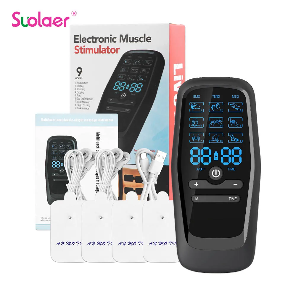 Professional EMS Muscle Electrostimulator Tens Unit Digital Therapy Slimming Machine Low Frequency Pulse Body Relaxing Massager