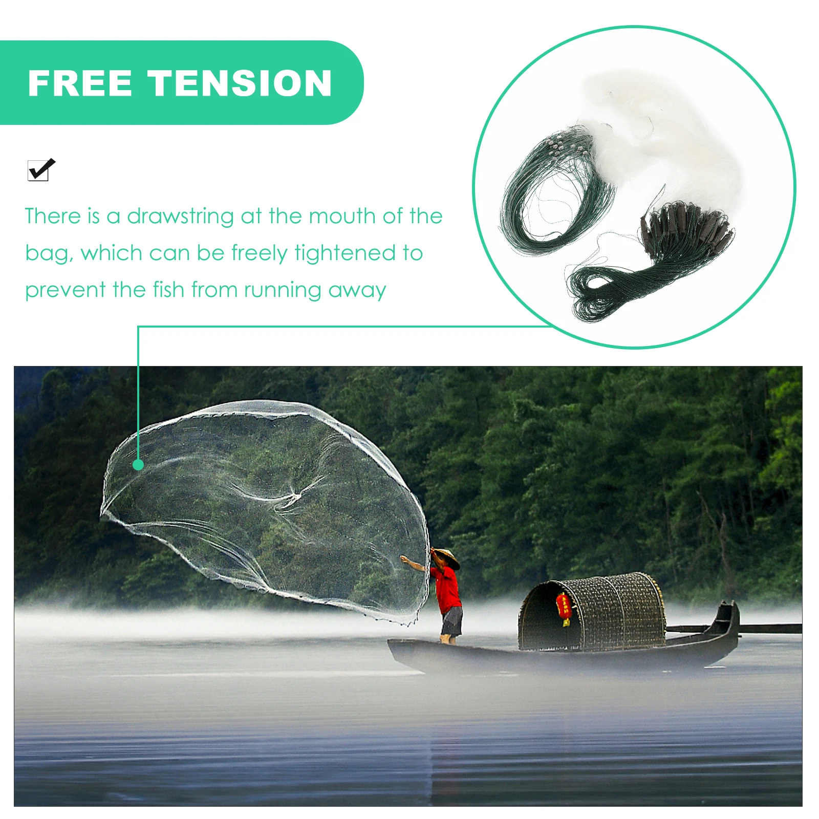 

Fishing Gill Net 3 Layer Nylon Monofilament 1m X 20m Weight Drop Quick Sink Fish Trap Outdoor Fishing Net Trap