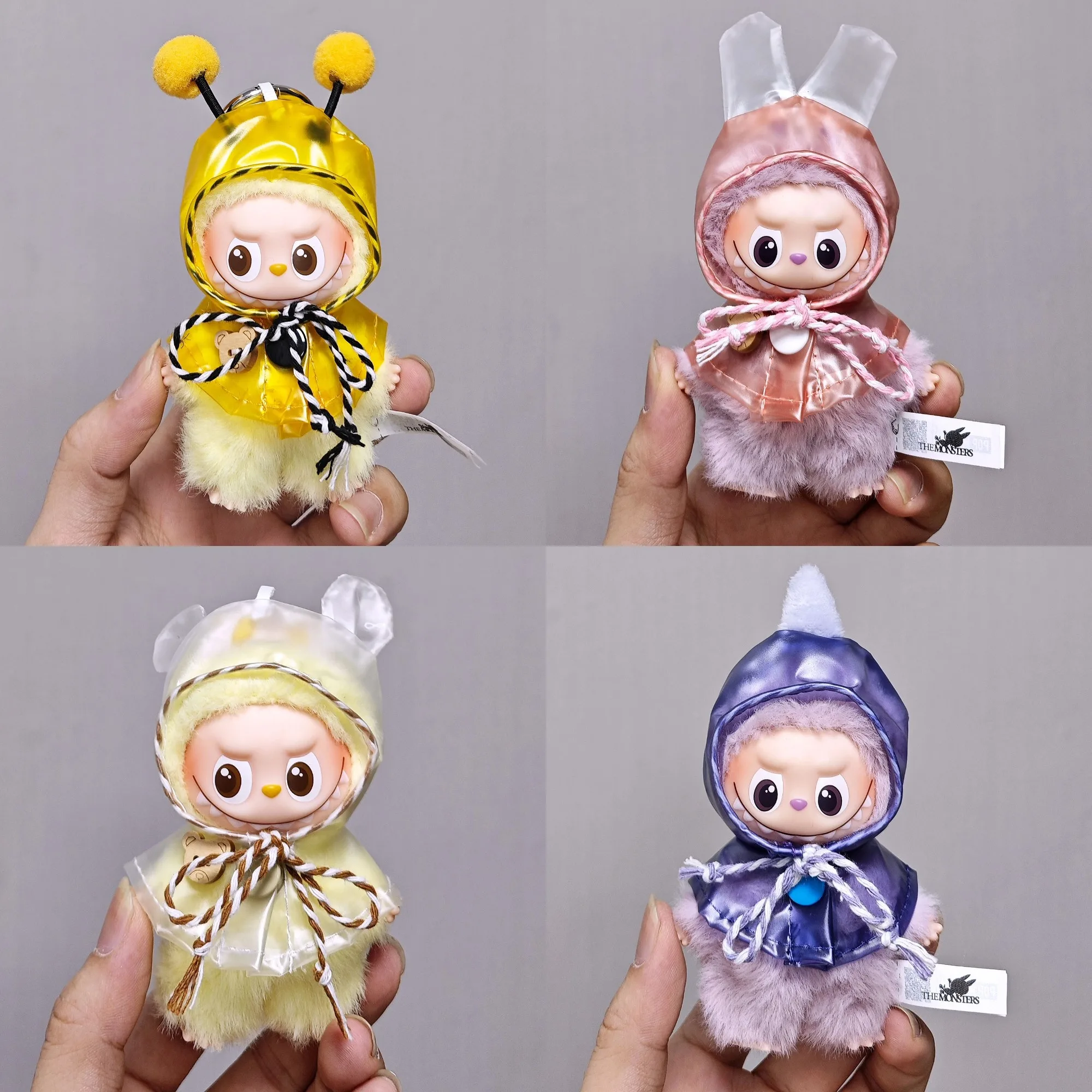 

10cm Mini Labubu 4.0 Doll Clothes 4th-Gen 4-Color Raincoat Yellow Bee Pink Rabbit Raincoat for Mini Labubu