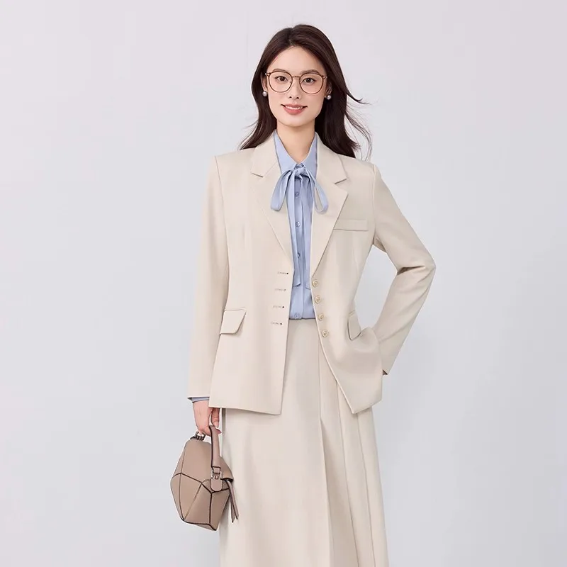 

2025Autumn Winter New Black Suit Set for Women Teacher Certification Interview Outfit Professional Blazer College Student Formal