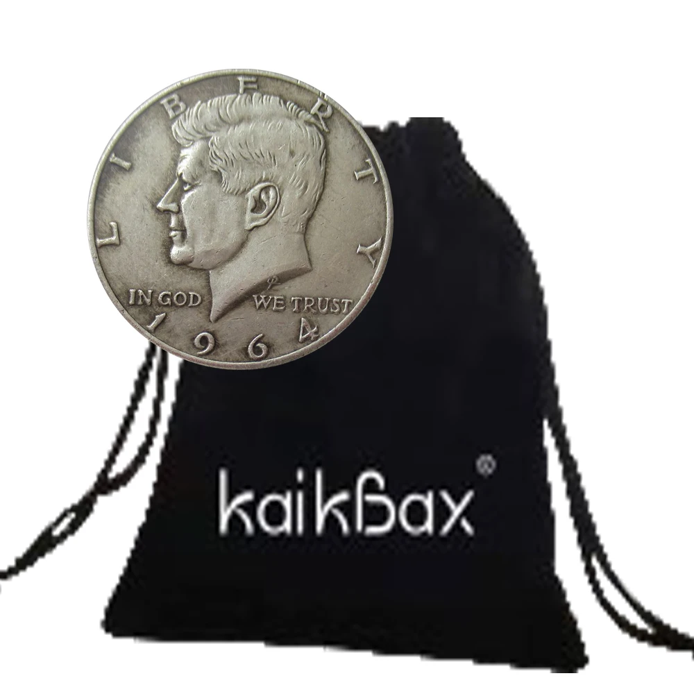 Luxury 1964 US Liberty Kennedy Half-Dollar Couple Art Coin/Nightclub Decision Coin/Lucky Commemorative Pocket Coin+Gift Bag