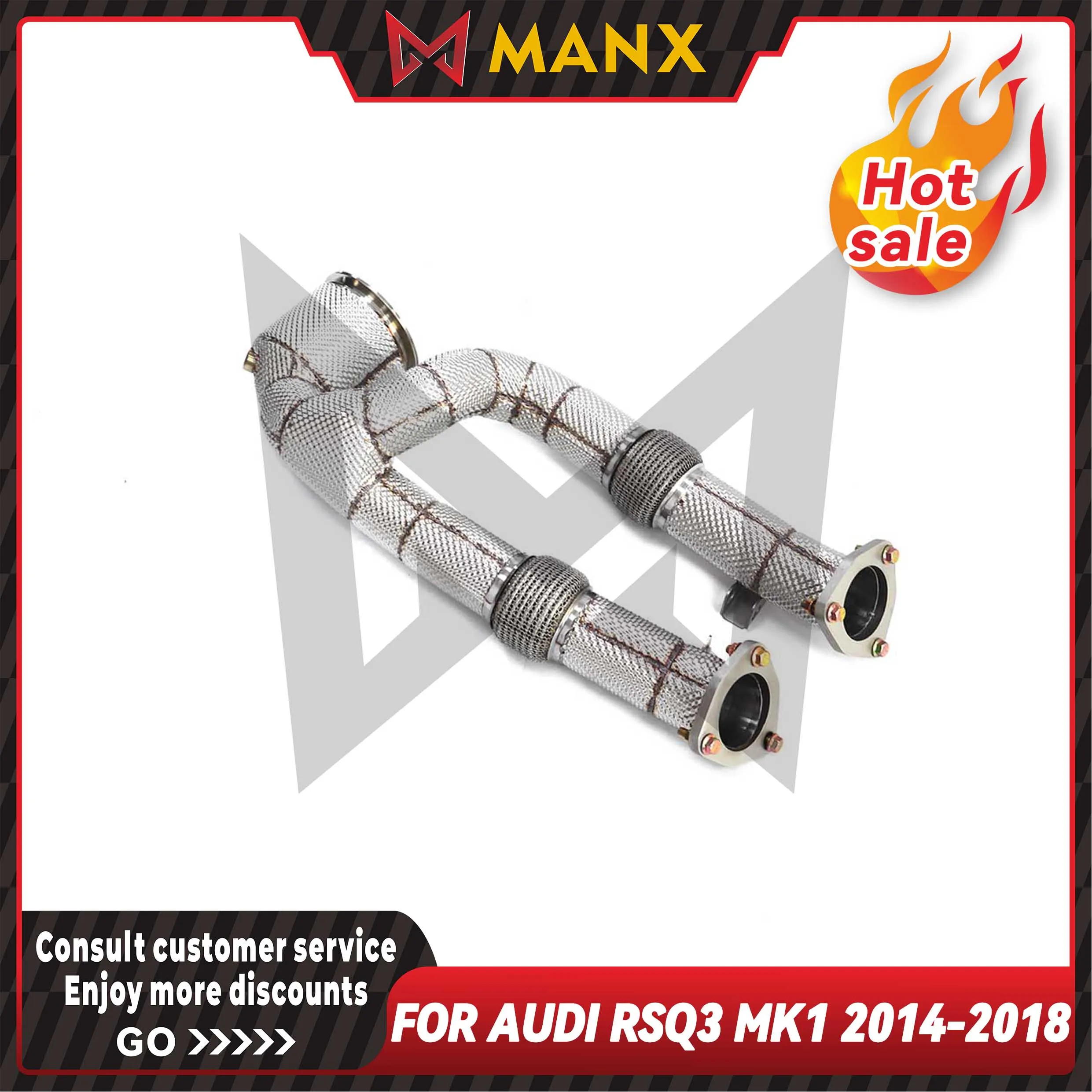 MANX Car Exhaust System for AUDI RSQ3 MK1 2014-2018 Performance exhaust pipe Catalyzed Downpipe Catless Downpipe