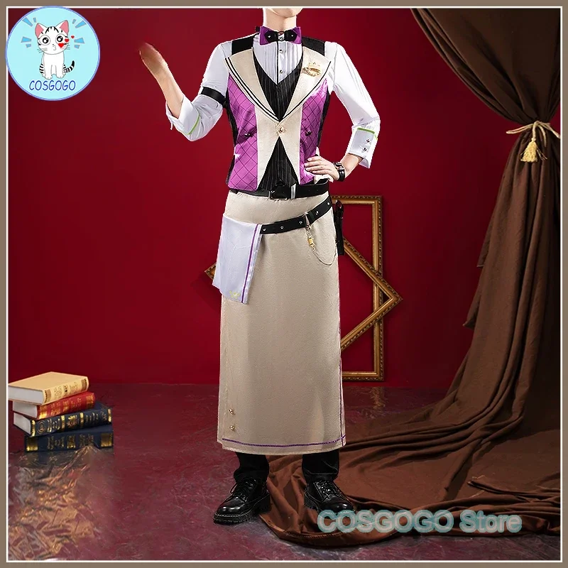 COSGOGO[Customized] Vtuber Sakayori Soma Cosplay Costume Uniform Vest Shirt Pants Apron Halloween Party Outfit Men S-4XL New