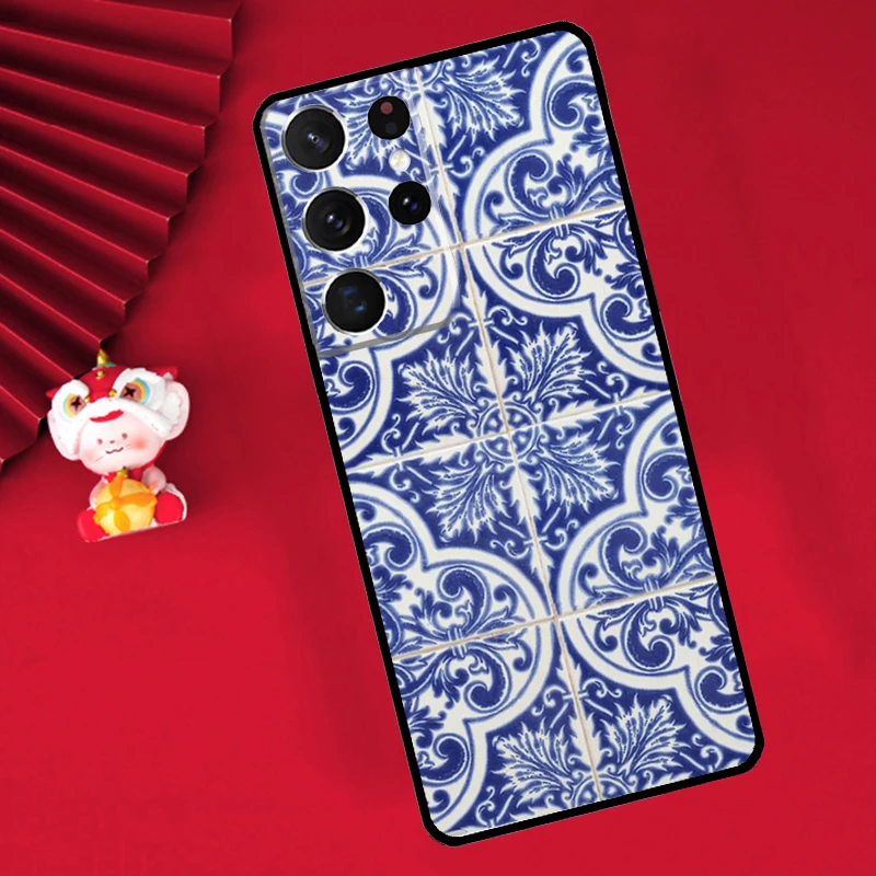 Portuguese Tiles Case For Samsung Galaxy S24 S23 Ultra S22 Note 10 Plus Note 20 S9 S10 S21 FE S20 FE Cover