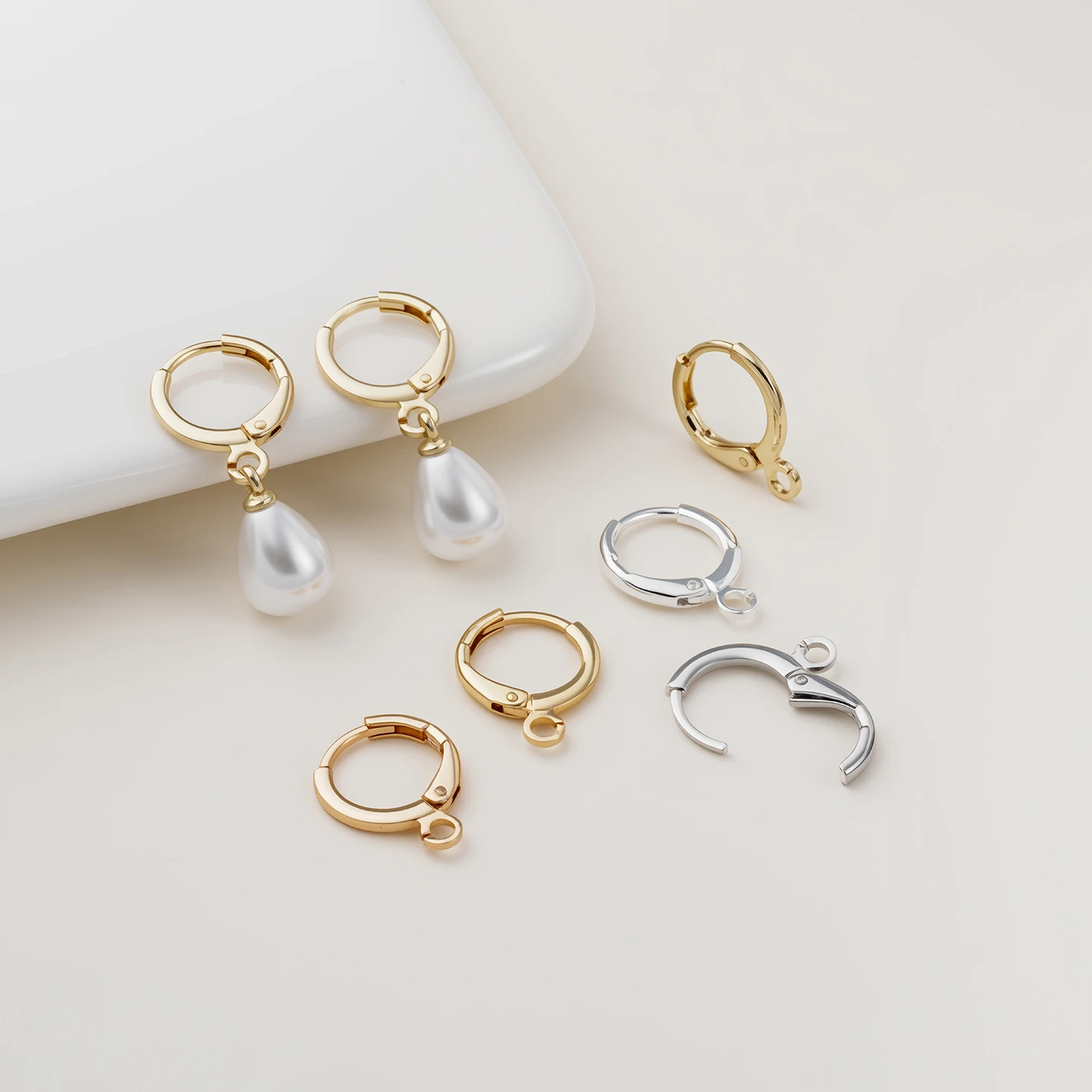 

2Pcs 14/18k Gold Plated French Round Earring Hooks Ear Setting Base Earwire For DIY Jewelry Making Earring Accessories