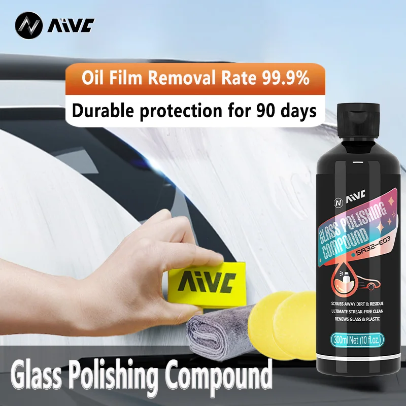 

AIVC Automotive Glass Oil Film Cleaner: Multi-Purpose Cleaning Agent Removing Windshield Oil Film Coatings And Glass Protection.