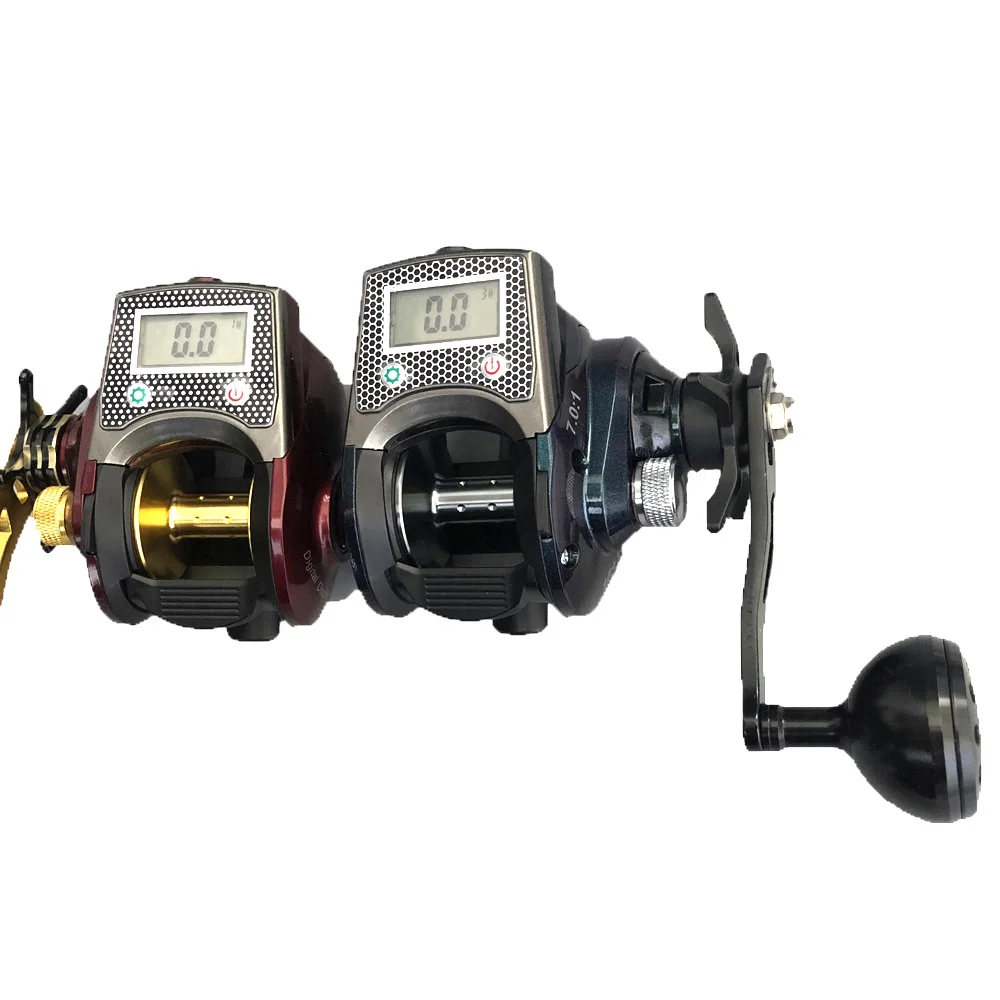 

Lithium Charge Digital Display Fishing Reel 16+1BB Gear Ratio 7.0:1 Electronic Line Counter Water Depth Sea Baitcasting Wheel