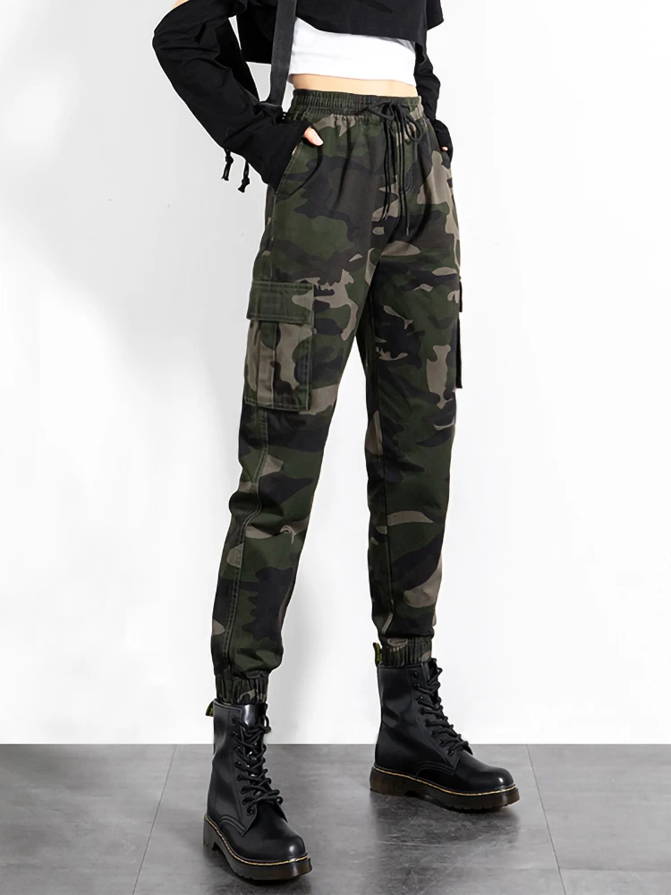 

American Vintage Camouflage Cargo Harem Pants Women New Streetwear Loose Straight Trousers Woman