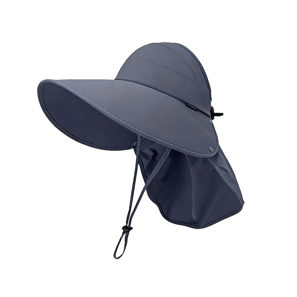 

Fashion Wide Brim Sunscreen Cap Breathable Foldable Bucket Hat Adjustable UV Protection Shawl Cap Women