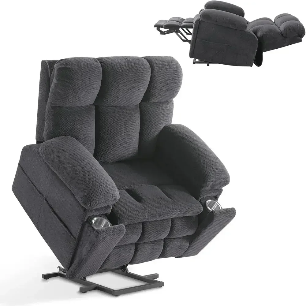 

Oversized Dual Motor Recliner with Heat, Massage, Zero Gravity, Cup Holder, USB/Type-C Ports - Grey