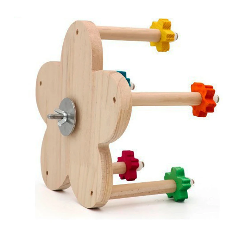 Parrot bird toy with bearings, rotatable Ferris wheel, solid wood turntable stand, cage, play equipment