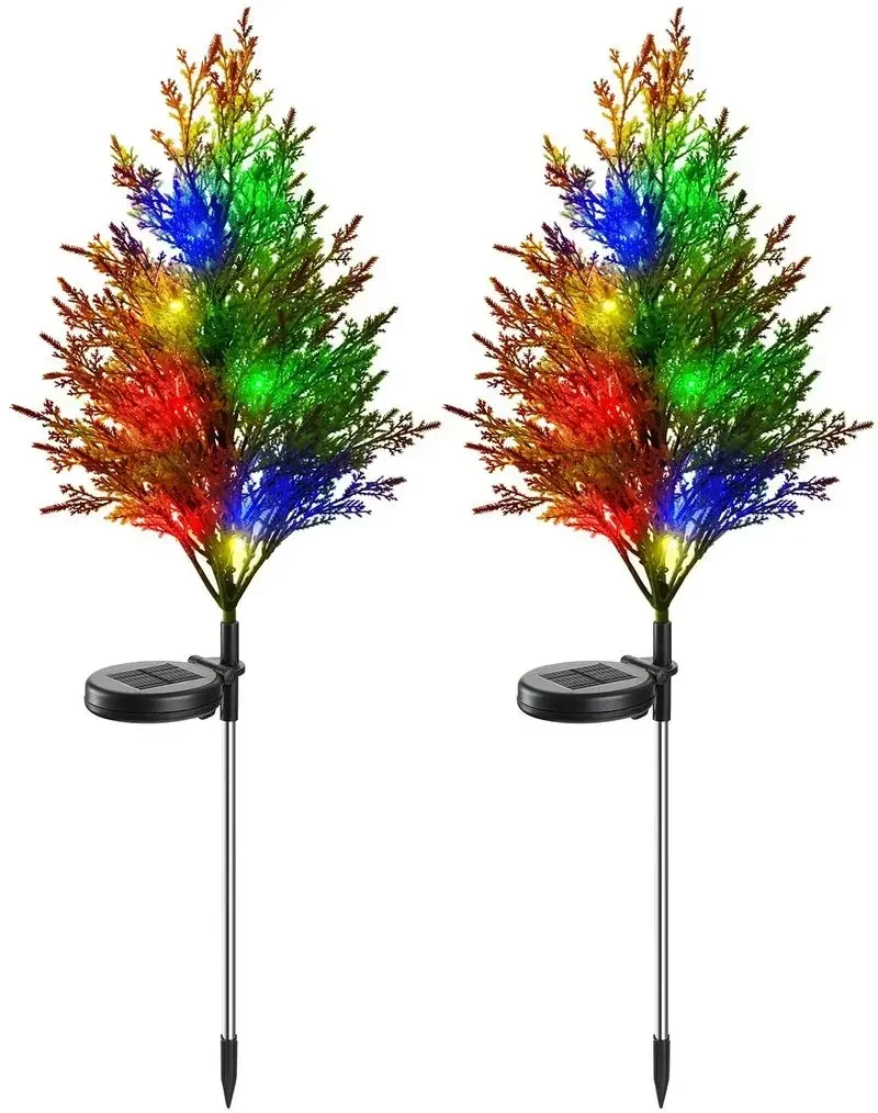 Luci per alberi da giardino solari terra esterna IP65 impermeabile energia solare luci tremolanti multicolori in pino per percorso prato Patio