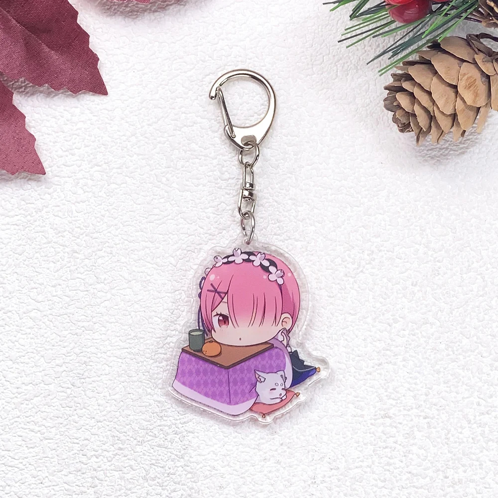 5Pcs Anime Re:Zero -Starting Life in Another World Cute Keychain Accessories Acrylic Charms Pendant For Bag Backpack Key Holder