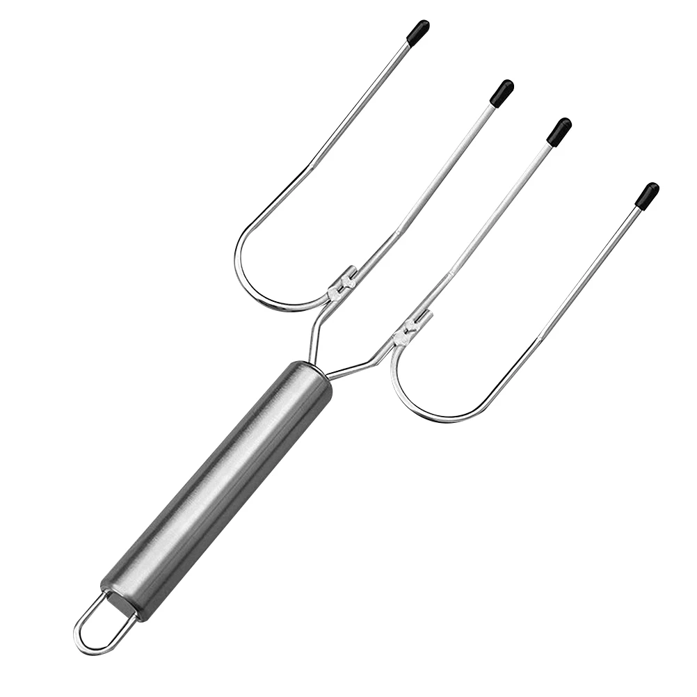 

Stainless Steel Turkey Big Bbq Stylish Barbecue Chicken Fork Lock Design Heavy Duty Meat Fork Grilling Hang Hole Bbq