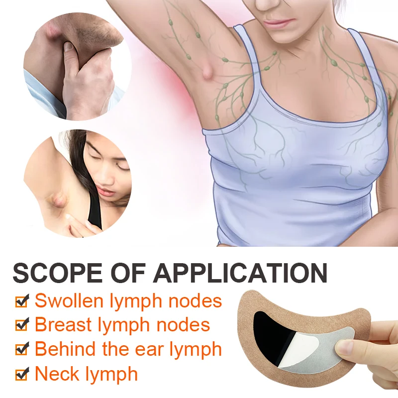 6pcs=3bags Lymphatic Drainage Patch Armpit Neck Lymph Node Detoxification Anti-swelling Herbal Medical Lymphatic Plaster A905