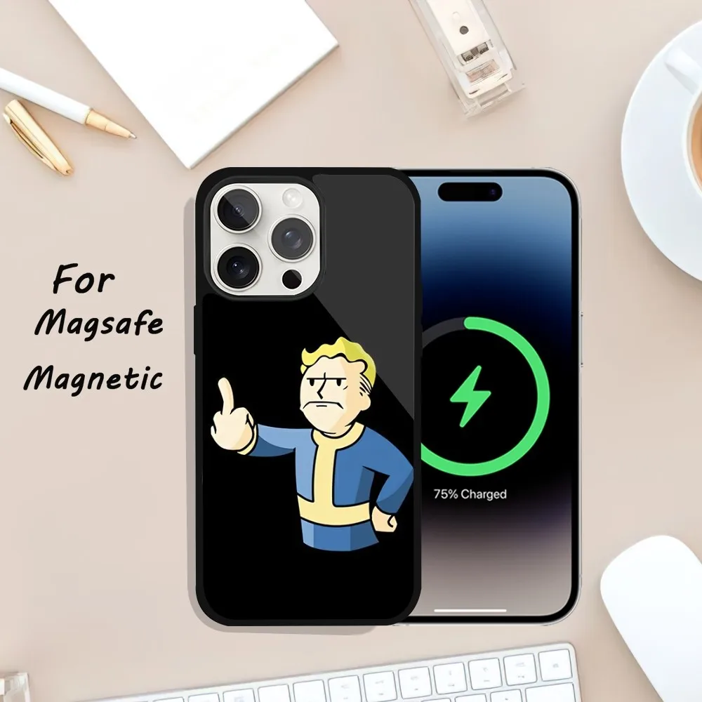 funny F-Fallout boy Phone Case For iPhone 11 13 12 14 15 Plus Max Pro Magsafe Magnetic Wireless Charging shell