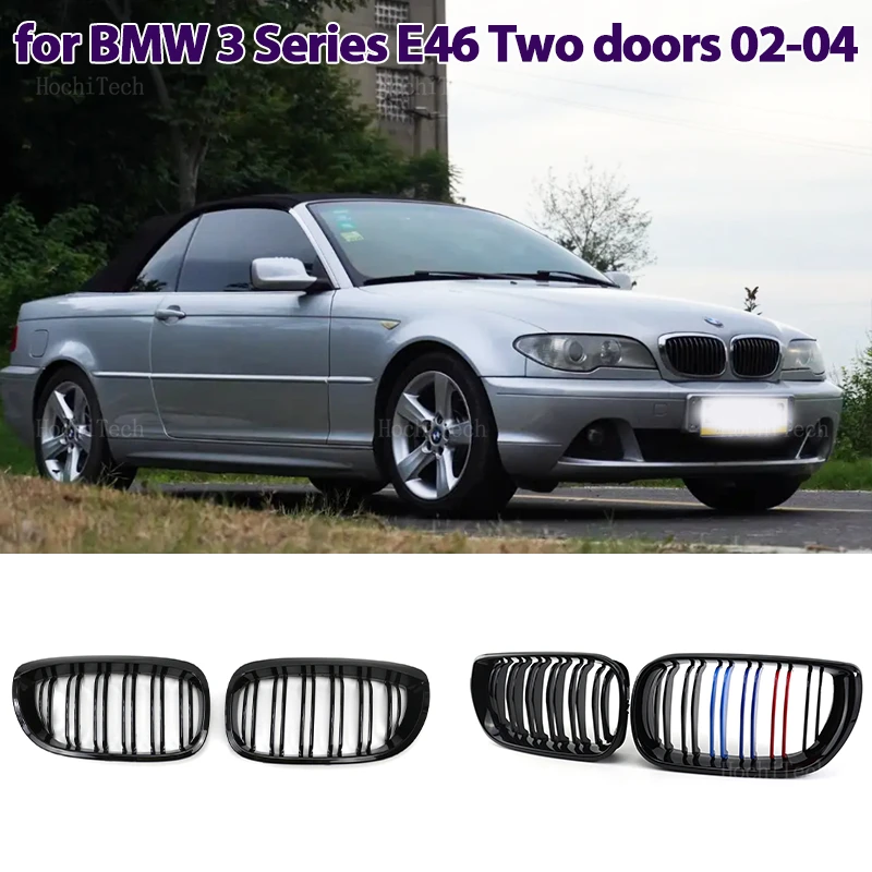 Front Kidney Grille for BMW 3 series E46 Coupe Cabrio LCI 2 Doors 03-06 Car Replacement Racing Grille Gloss Black