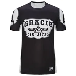 PUGILIST GRACIE t-shirt BJJ quick drying elastic training sports vest cool relaxed Dry Shirt--black