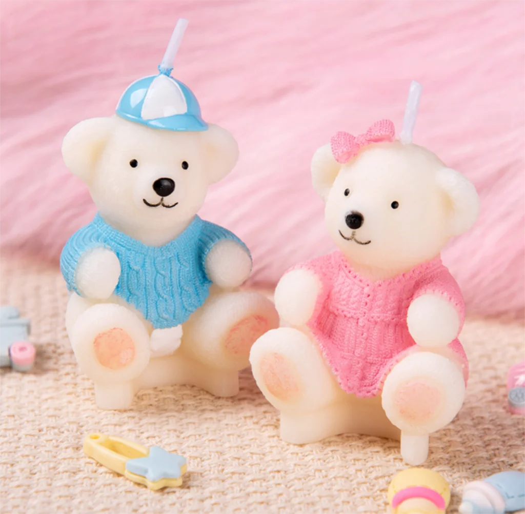 

PRZY-Silicone Bear Soap Molds, Handmade, Cartoon Sweater, Couple Bears, Birthday Candle, Wedding, Clay Resin Mould