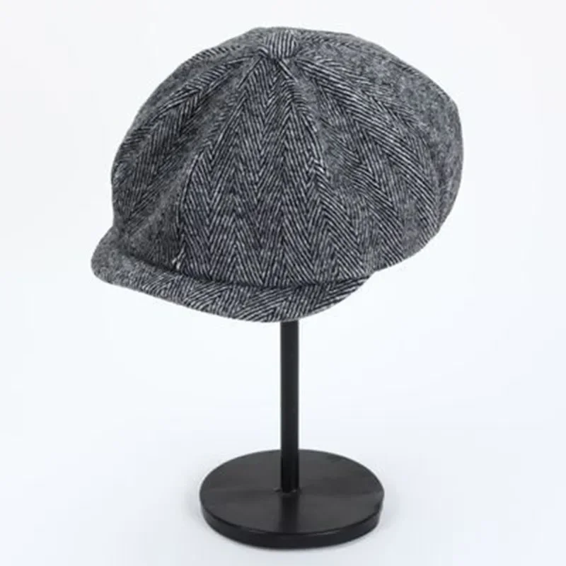 Octagonal Hats British Painters Hats Autumn Winter Berets Herringbone Flat Caps Hip Hop Berets gorras