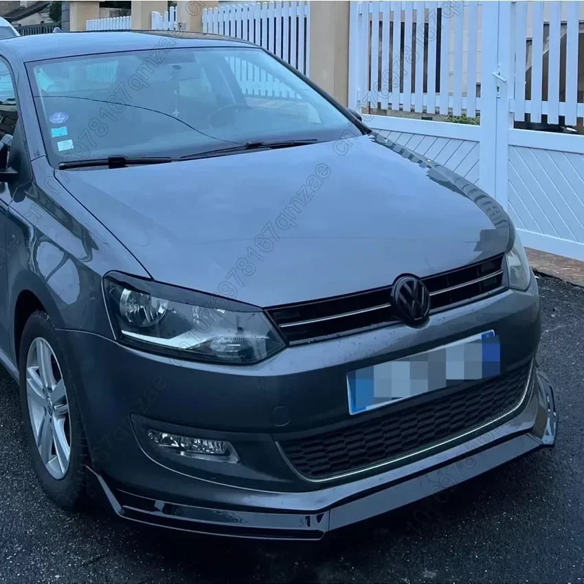 VW 폴로 MK5 6R 표준 Pre-Facelift 2009-2013 Pcs 앞 범퍼 립 스포일러 스플리터 디퓨저 분리기 바디 키트 글로스 블랙 썸네일 2