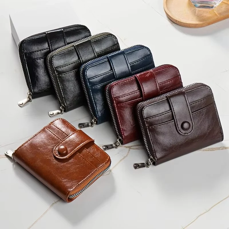 

New Fashion Multi-Card Wallet Unisex Zipper Coin Purse Large Capacity Men's Short Carrying Case 2025