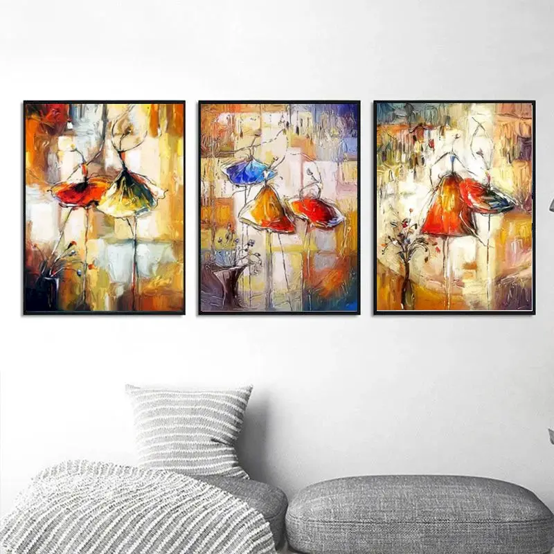 GATYZTORY 3PC Frame DIY Painting By Numbers Modern Home Wall Art Picture Dancer Figure Paint By Numbers For Home Decors Artwork