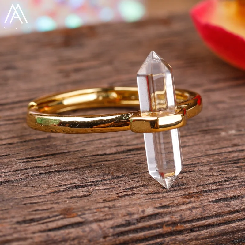 Luxus Frauen Sechseckigen Stein Finger Ringe Rosen Ametysts Kristalle Einstellbare Ringe Designer Ring Jahrestag Hochzeit Schmuck – Detail 7