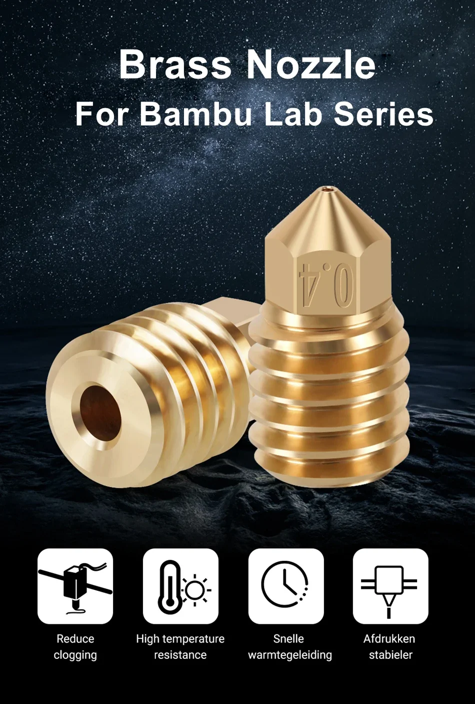 

2pcs Hardened Steel Nozzle For Bambu Lab X1 Carbon X1-Carbon Combo P1P Brass Nozzles 3D Printer Parts
