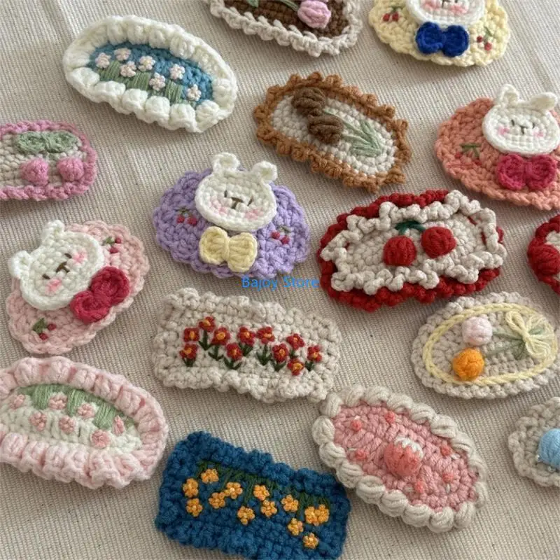 

63HE Warm Knitted Baby Hairpin Hair Clip Elegant Knitted Hairpin Lovely Hair Clip Multi-pattern Designs for Children