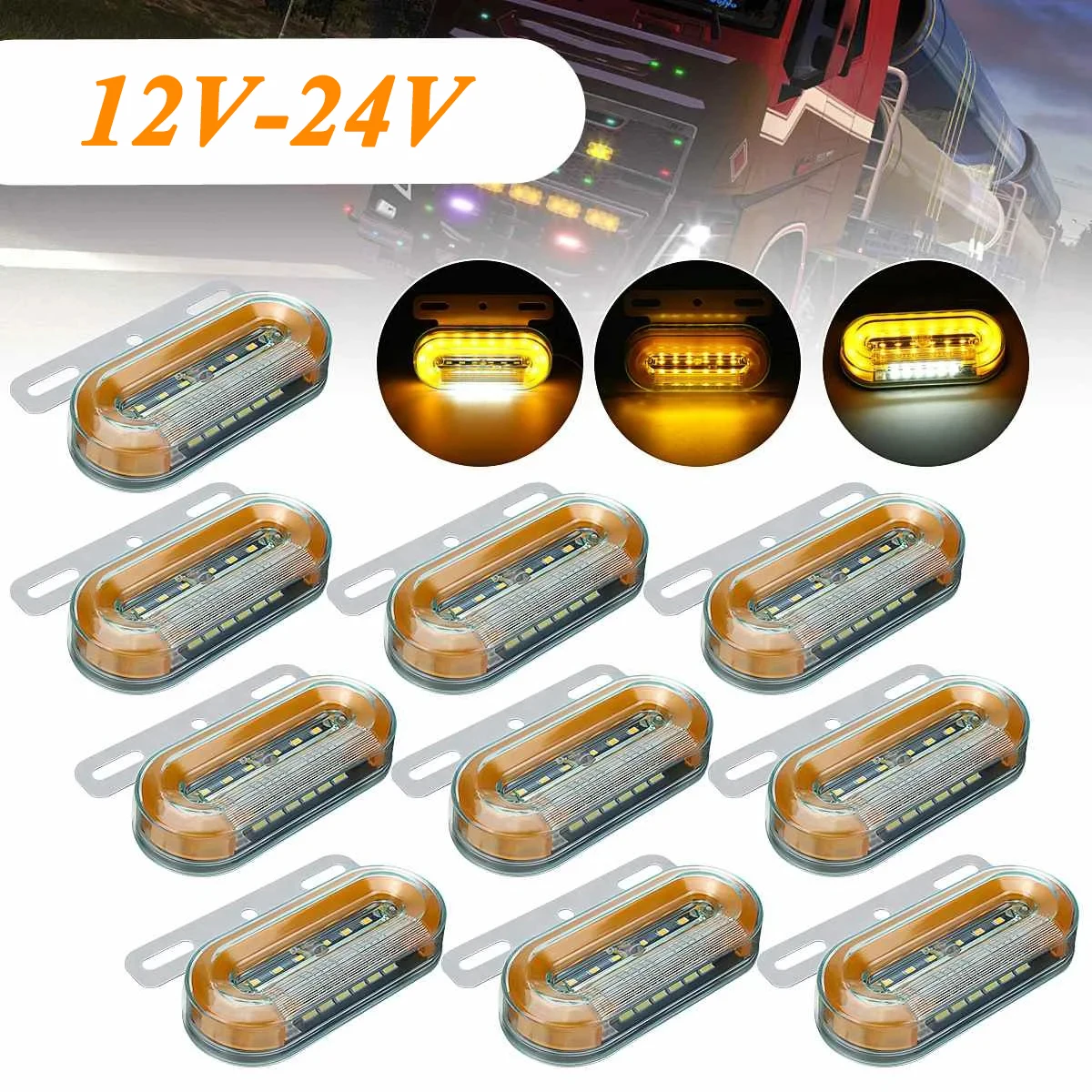 12V-24V LED Car Truck Side Marker Lights Car External Lamp Warning Tail Light 3 Modes Trailer Signal Indicator Light 4pcs/12pcs