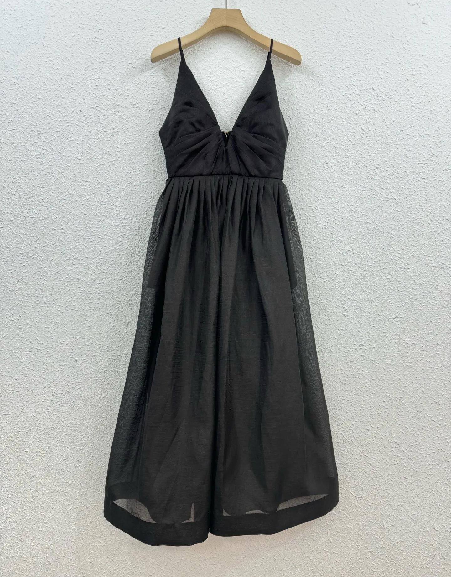 EVACANDIS Silk Linen Women New Solid High Quality Spaghetti Strap Luxury Black Midi Dress Sexy V-Neck Vintage Sweet Bohemian