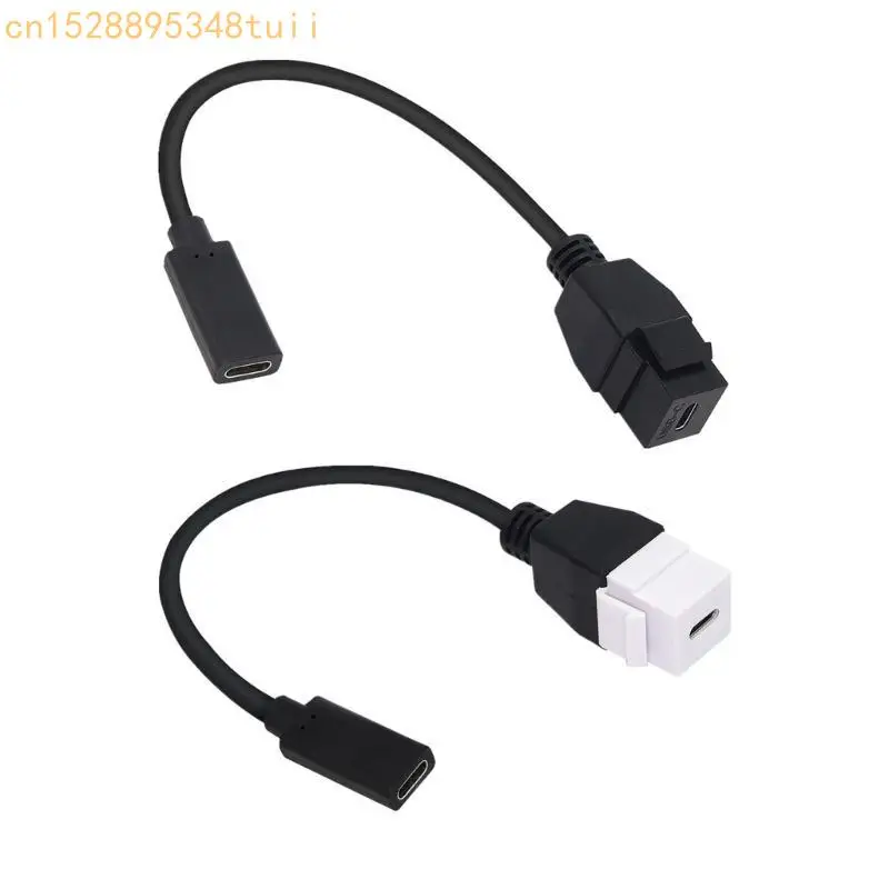 y4qf السرعة السريعة USB C keystone Jacks محول إدراج كابل الإناث إلى الإناث بنقل بيانات 10 جيجابت في الثانية وامتداد شحن 20 سم