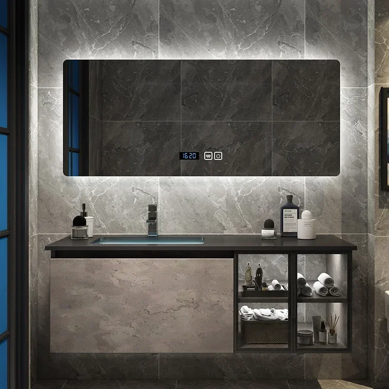 الحديثة البيضاوي الشكل بقيادة مرآة بالوعة خزانة الحمام الحجرية الملبدة