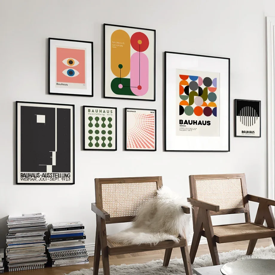 Modern Bauhaus Unique Abstract Geometric Exhibition Poster And Prints Wall Art Canvas Painting Minimalist Living Room Home Decor