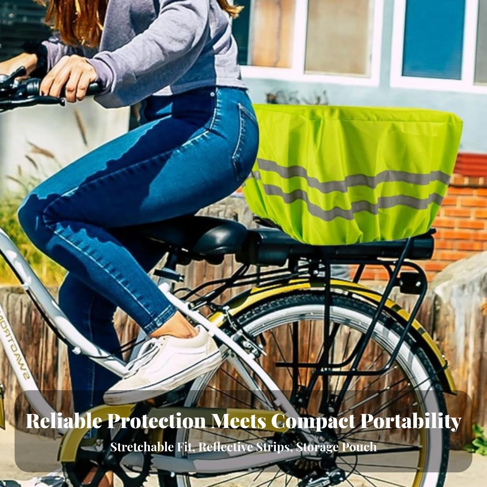 Bike Basket Cover with Storage Pouch Waterproof Bike Basket Cover Elastic Sturdy for Cyclists, Rainy Days, Commuting