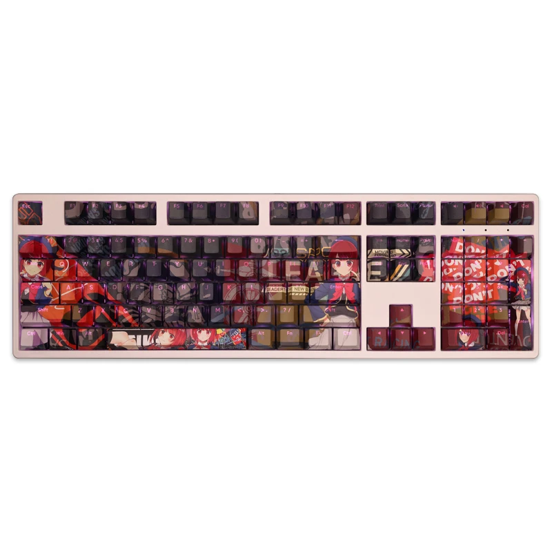 オリジナルの108キーの形をしたコスメアニメーションゲーマーキーボード用のCherryプロファイルpbtキーキャップ,メカニカルキーボード用,mx用