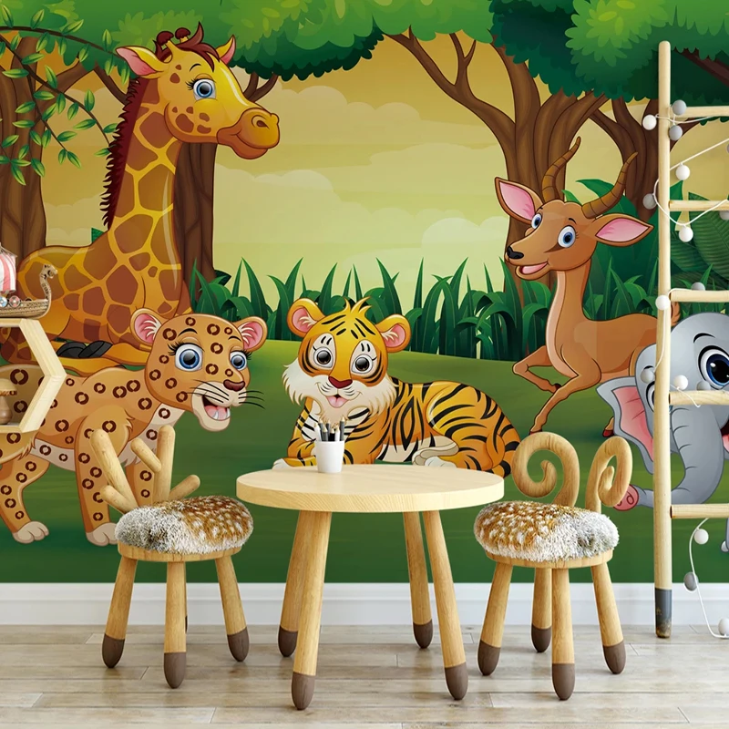 

Custom Kids Room Bedroom Photo Wallpaper 3D Stereoscopic Cartoon Forest Animal Children's Room Background Wall Decoration Mural