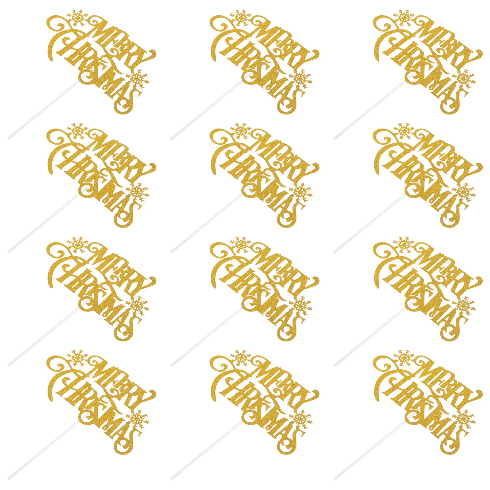 12Pcs Creative Paper Cake Picks Holiday Snow Letter Theme Cupcake Topper for Cakes Desserts Ice Cream Decor view 5
