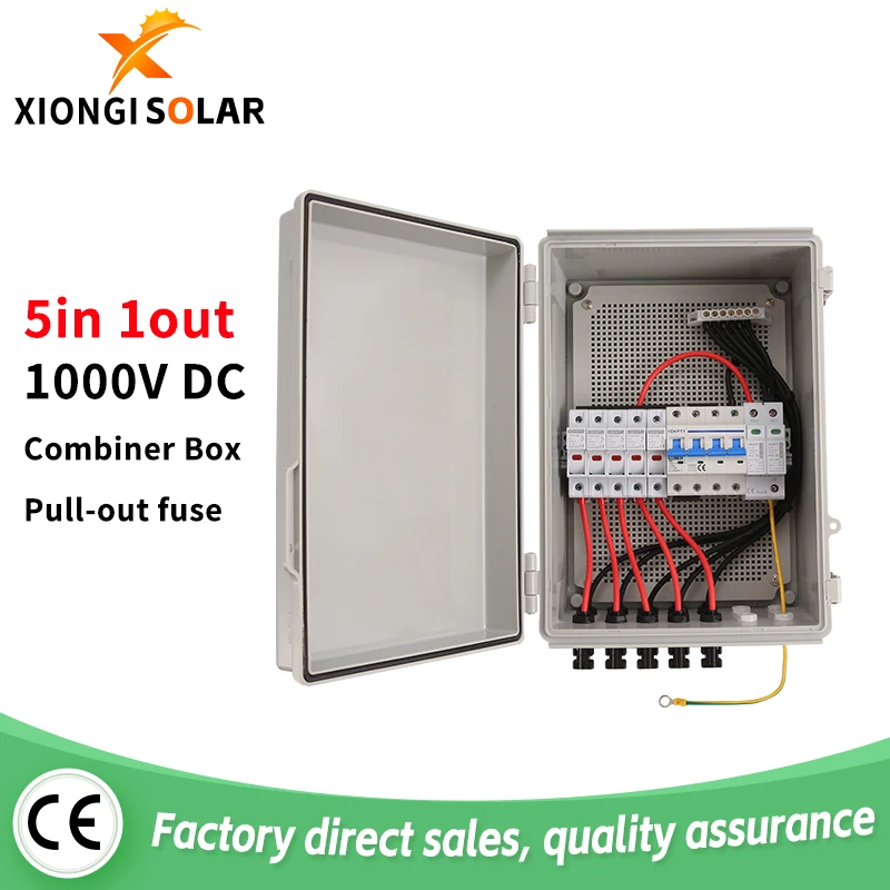 PV Combiner Box Solar Panel With 600V Lightning Protection IP65 5-input 1 out DC Fuse MCB SPD Waterproof Junction Boxes