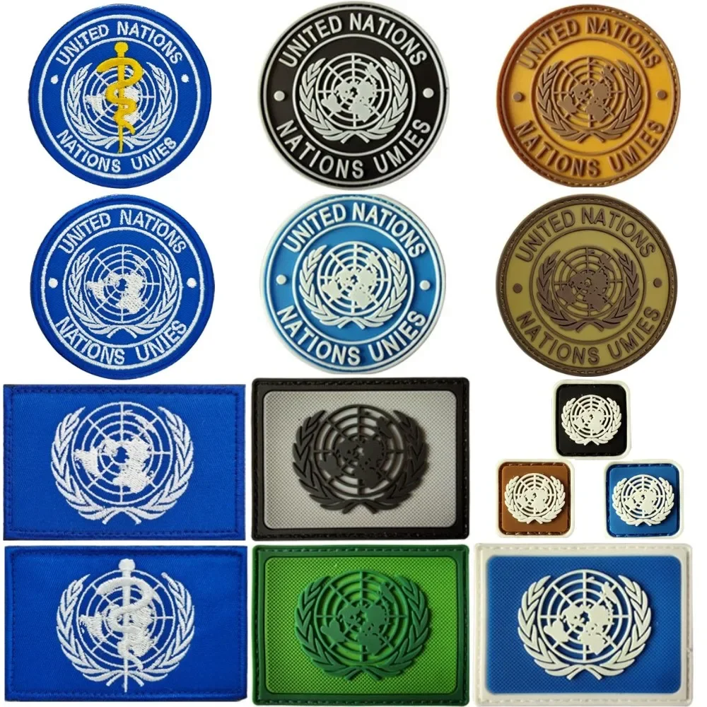 

UN Flag PVC Patches for Clothing Soft Rubber Tactical Badge on Backpack Military Armband Embroidery Military Patch Hook Sticker
