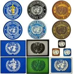 UN Flag PVC Patches for Clothing Soft Rubber Tactical Badge on Backpack Military Armband Embroidery Military Patch Hook Sticker