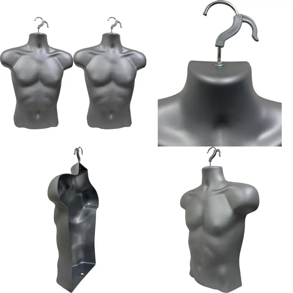 

Gray Male Mannequin with Rounded Waist for S-M Sizes, Hanging Hook Only