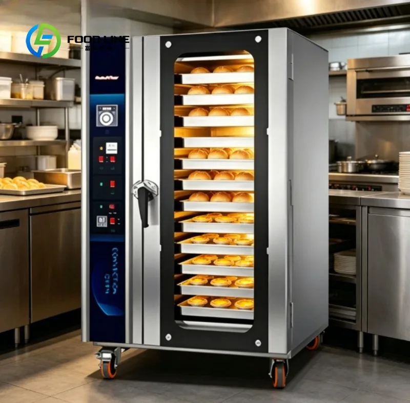 

Commercial Stainless Steel Bakery Oven with Rotating Rack Trolley Large Capacity for Baking Bread Pastry with Digital Display