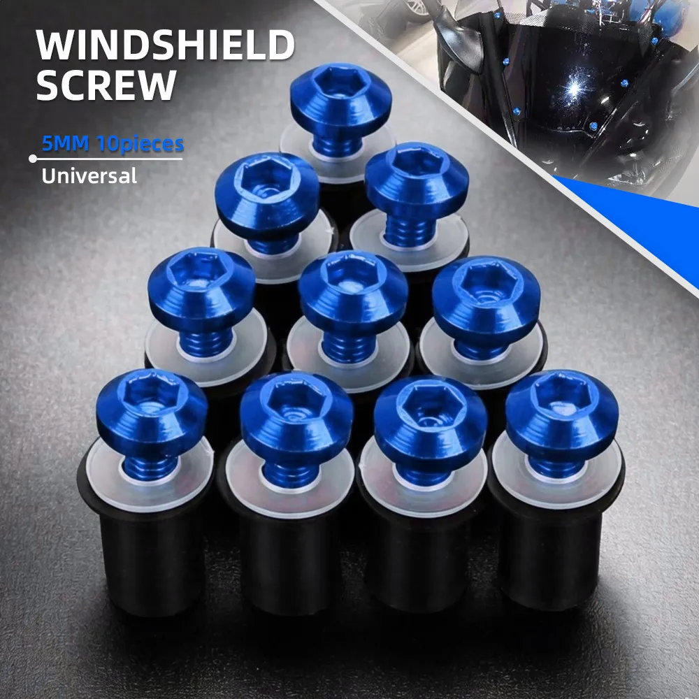 

5MM 10PCS Fairing Bolts Kits For Yamaha YZF R6 YZF-R6 YZFR6 1999-2003 2004 R6S 2006-2009 Windshield Mounting Screws Rubber Nuts