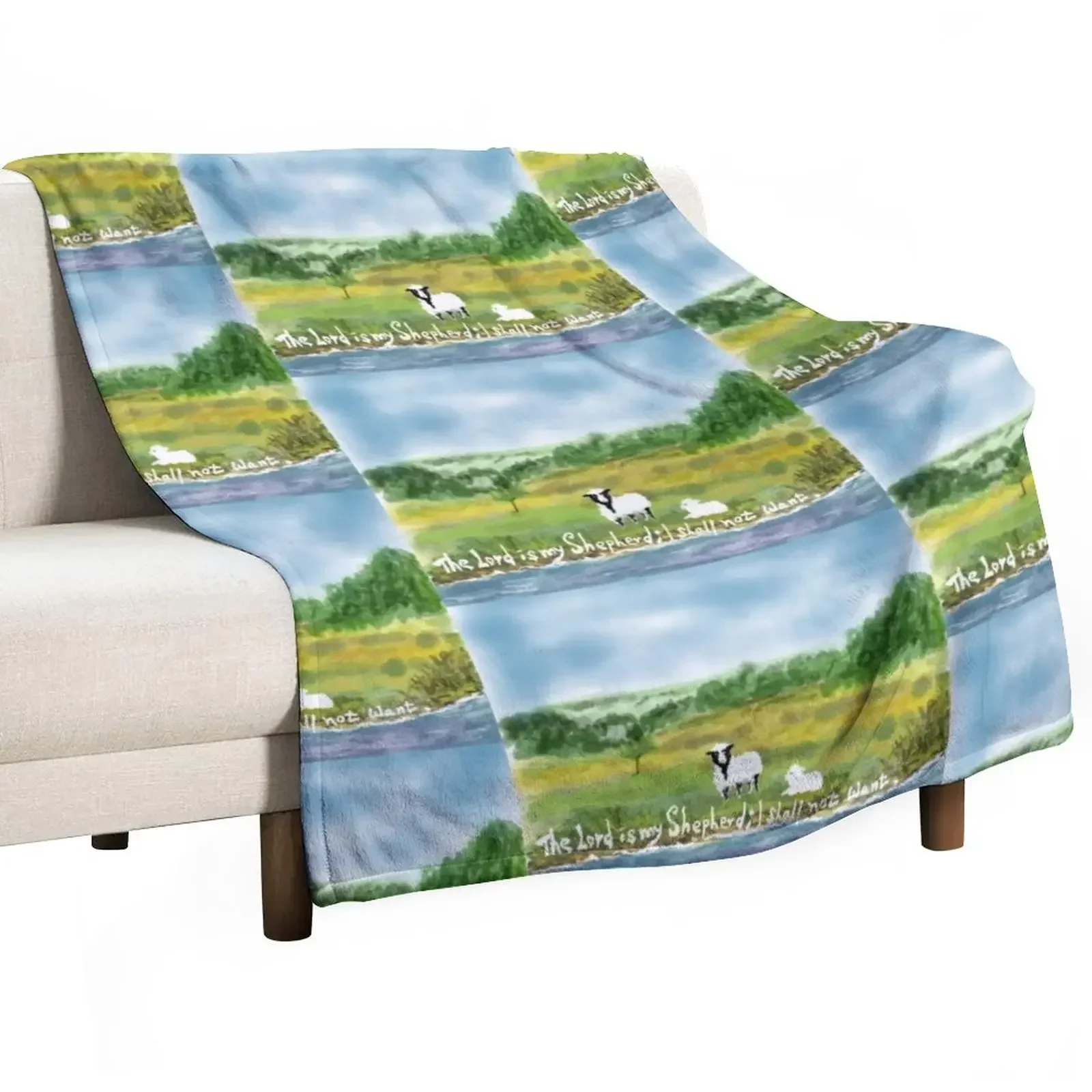 grassland and sheep Throw Blanket Custom decorative Blankets