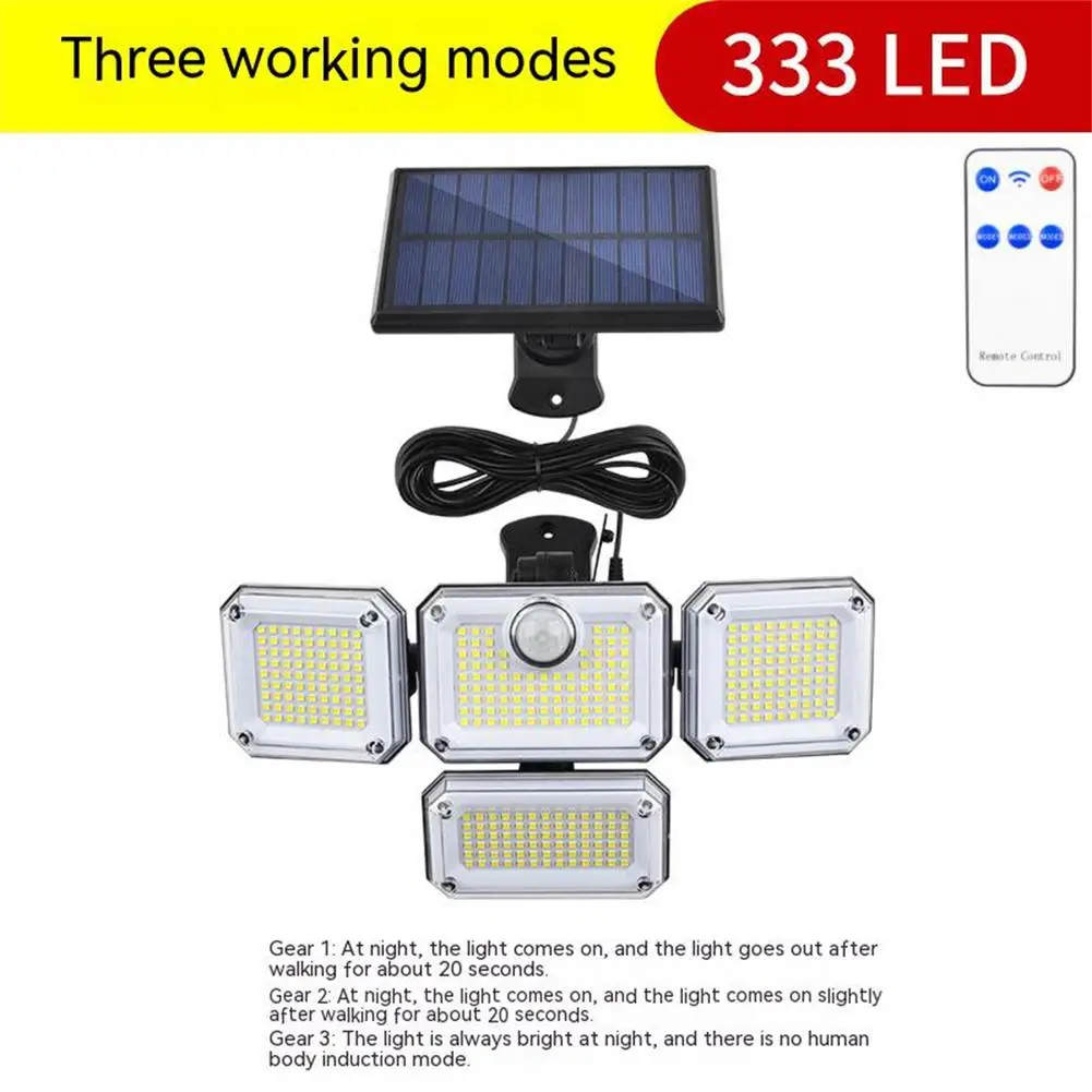 333 Led Solar Lights Street Lamp Outdoor Motion Sensor Human Induction Adjustable Head Ip65 Waterproof Solar Power Wall Lamp