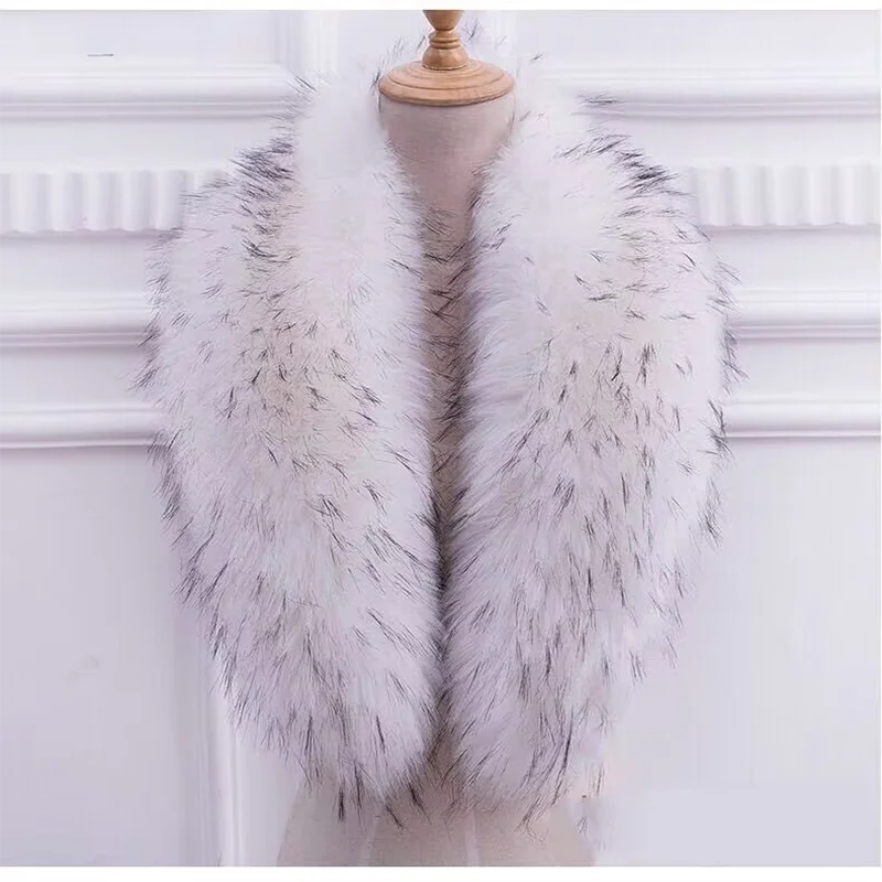 Natural Fur Collar Real raccoon fur fox collar natural scarf Genuine Big Raccoon Jacket Fur scarf warp shawl winter neck warmer view 5