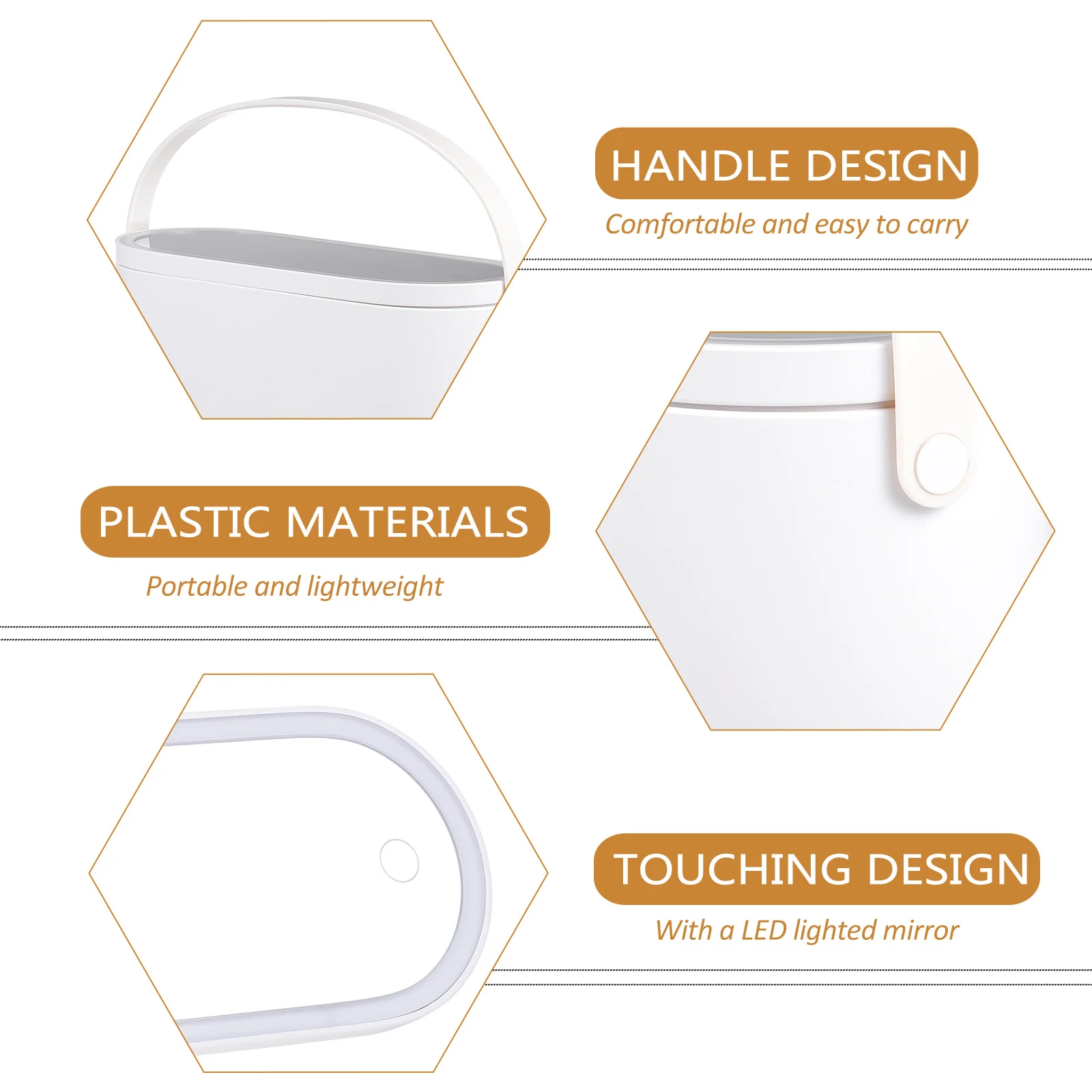 

Travel Makeup Organizer Box with Touch LED Mirror Lightweight Carrying Case for Outdoor Tourism Family Vacation